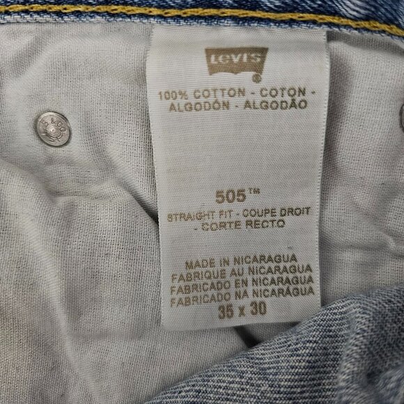 Levi's Straight Fit Men's Rare Registered Blank Red Tag 505 Denim Jeans 35x30 - Picture 4 of 15